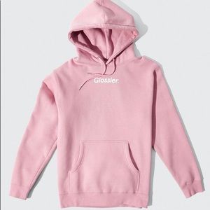 glossier pink sweatshirt size small